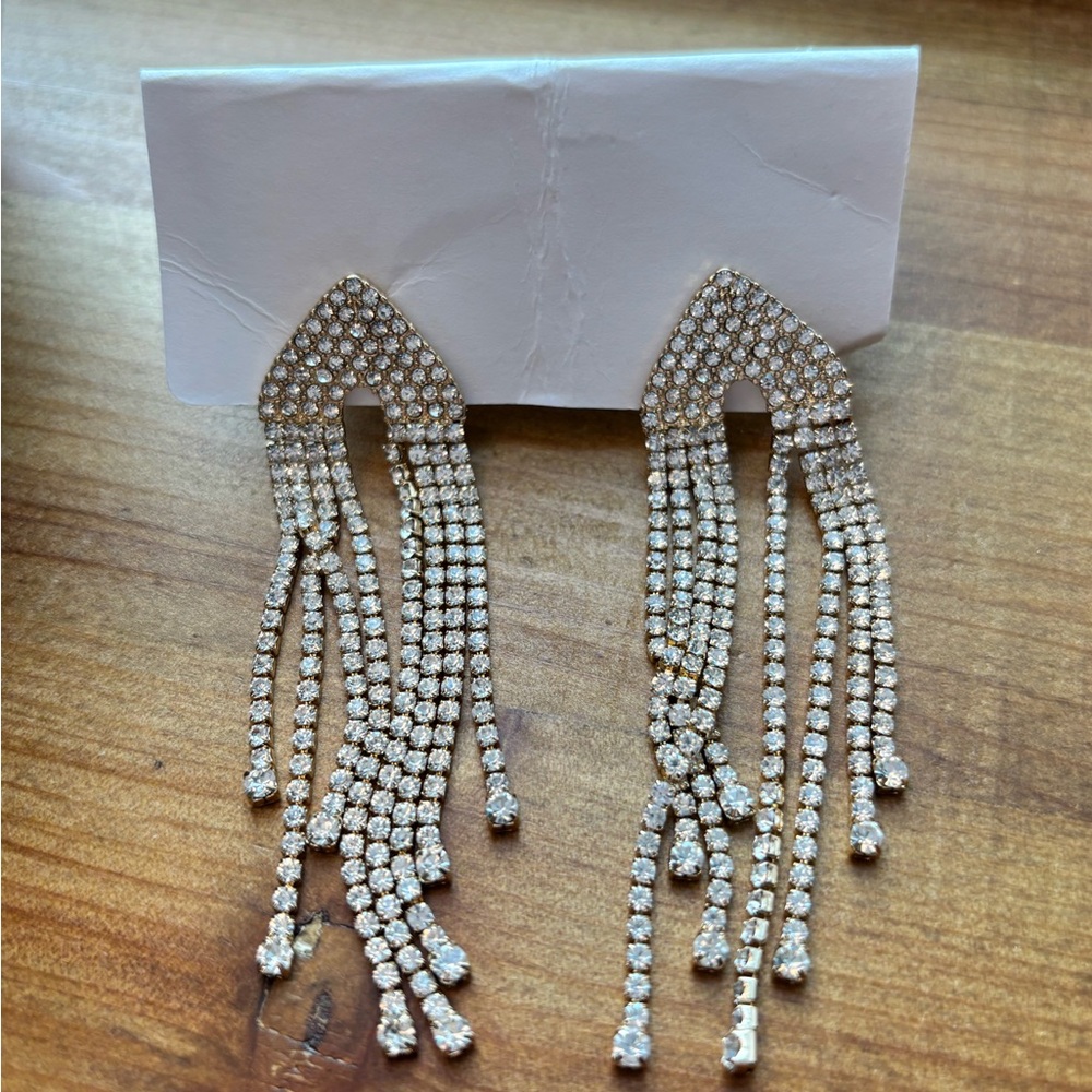 BaubleBar Sparkling Gold Fringe Earrings